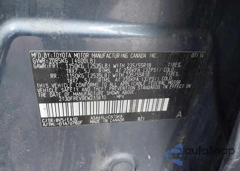 2014 Toyota Rav4 Limited from USA, damaged, VIN 2T3DFREV9EW211810